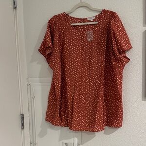 Chic Soul Rust Polka Dot Blouse